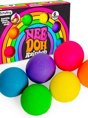 Nee Doh Rainbow Squish Balls - Multicolor Set